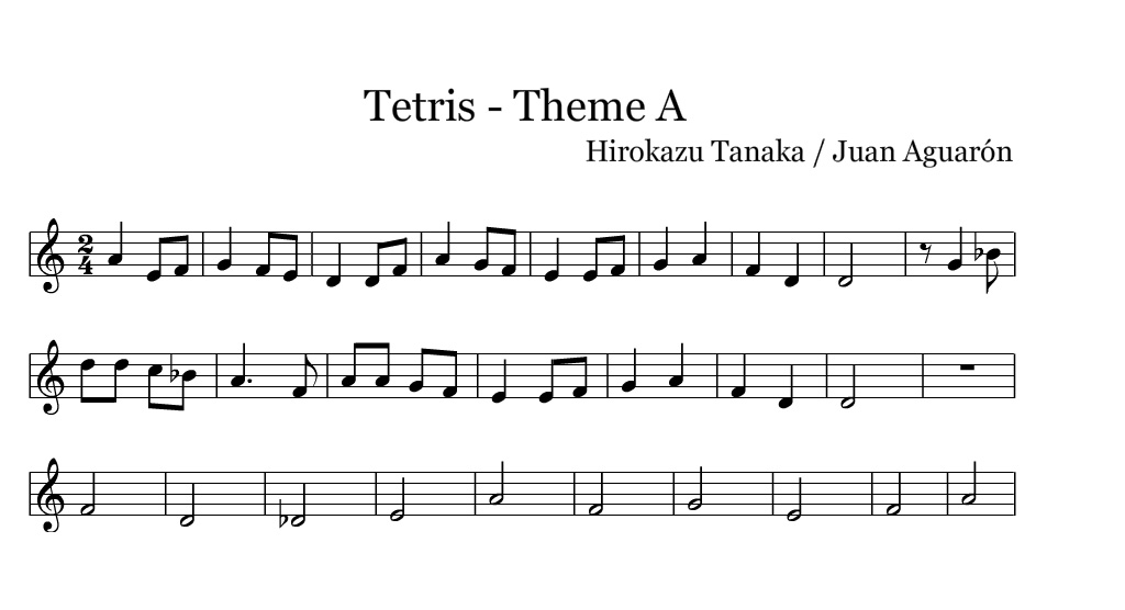 Aquí dejo la partitura para flauta dulce o barroca de la melodía del tetris: